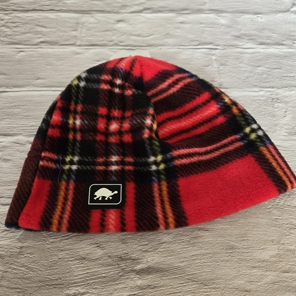 Turtlefur red plaid kids beanie